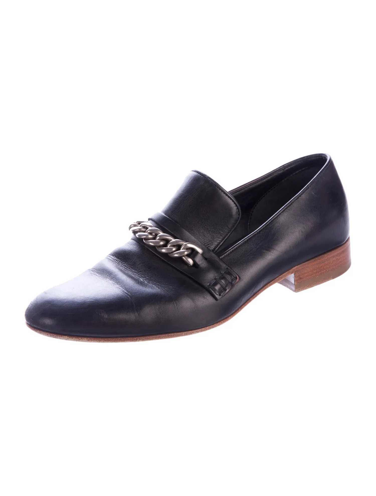 Céline Celine Phoebe Philo Black Chain-Link Leather Loafers Shoes 38  ladies