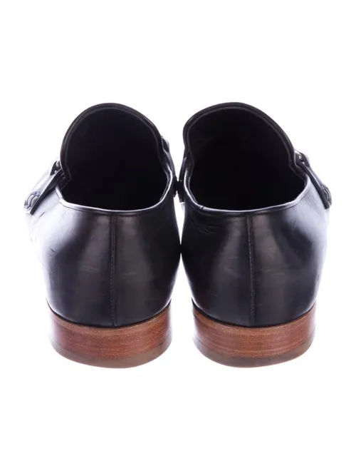Céline Celine Phoebe Philo Black Chain-Link Leather Loafers Shoes 38  ladies