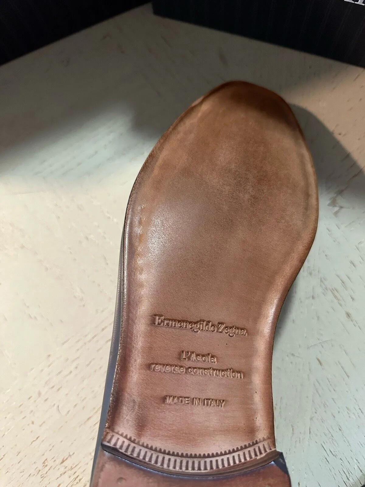 Ermenegildo Zegna Leather Reverse Construction Loafers DK Blue 11.5 US New $950