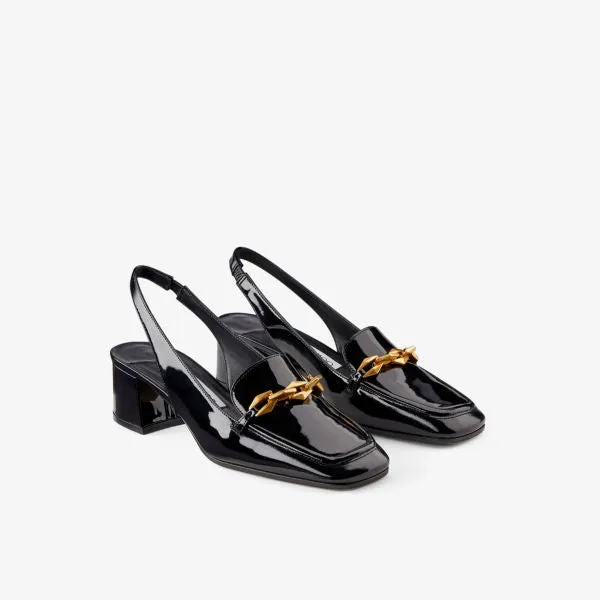 Jimmy Choo Diamond Tilda 45 Heeled Leather Loafers, Black