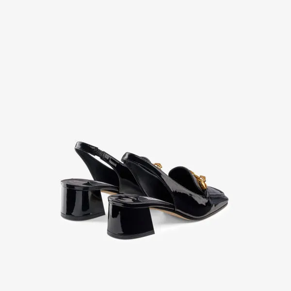 Jimmy Choo Diamond Tilda 45 Heeled Leather Loafers, Black