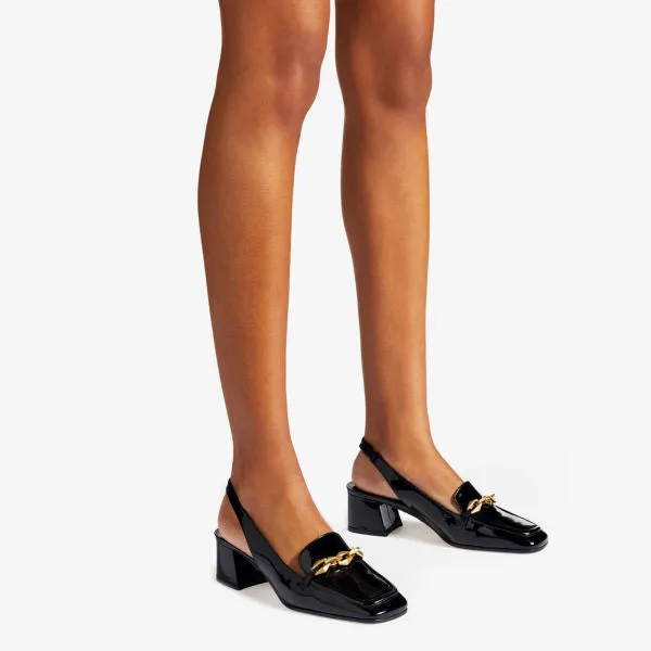 Jimmy Choo Diamond Tilda 45 Heeled Leather Loafers, Black