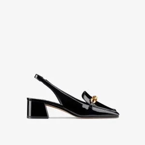 Jimmy Choo Diamond Tilda 45 Heeled Leather Loafers, Black