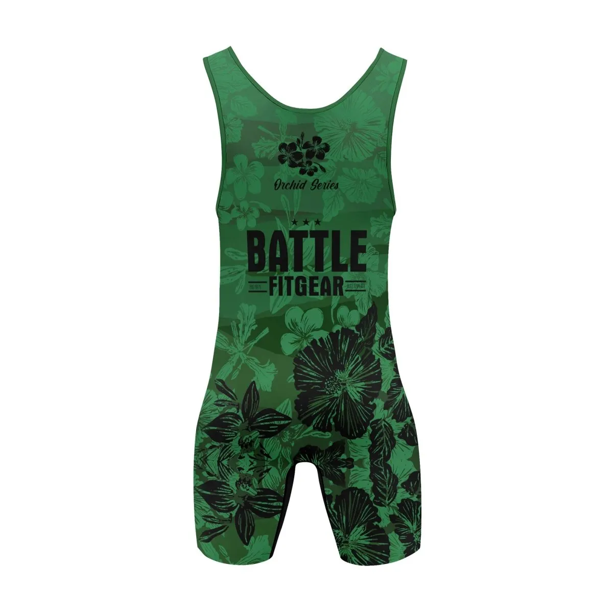 Orchid Series Floral Green Heart Pattern Wrestling Singlets