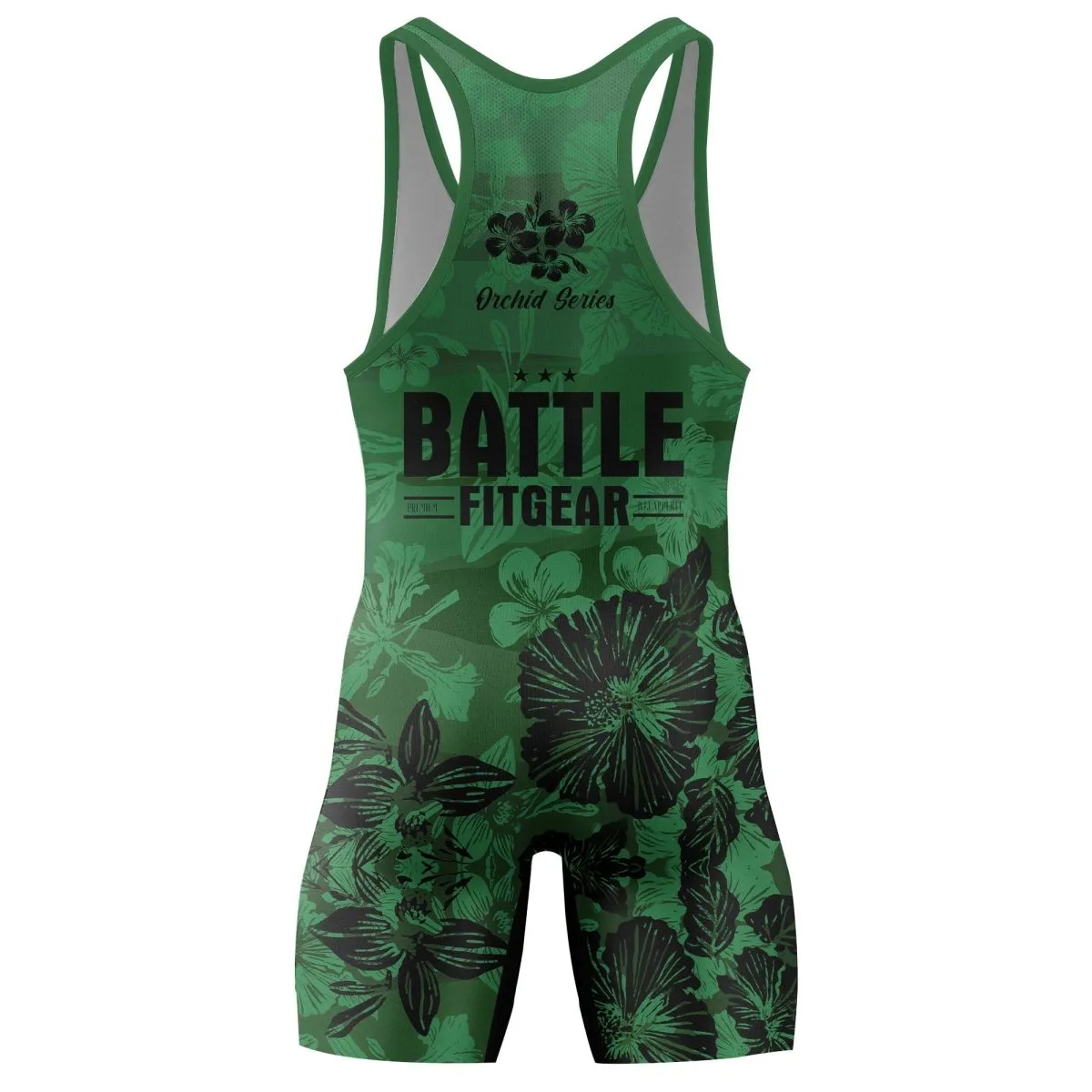 Orchid Series Floral Green Heart Pattern Wrestling Singlets