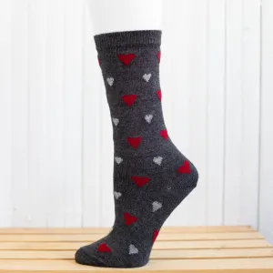 Red Maple Heart Pattern Alpaca Socks
