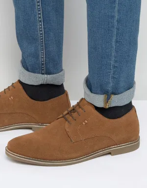 Red Tape Derby Shoes In Beige Suede