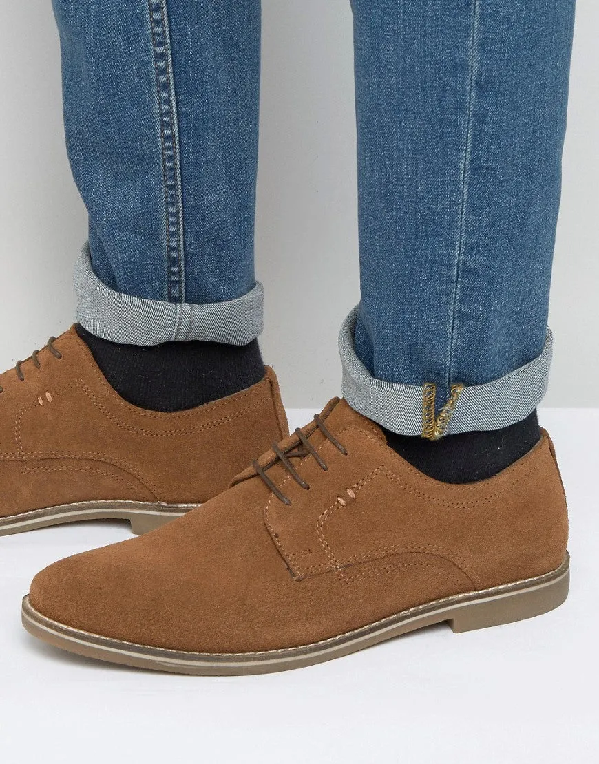 Red Tape Derby Shoes In Beige Suede