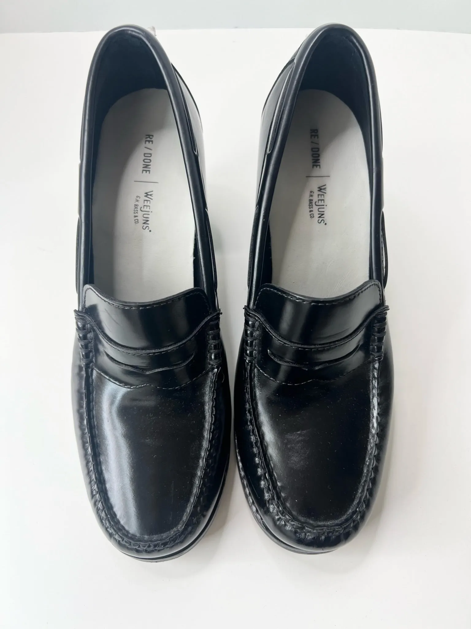 Re/Done   Weejuns Heeled Leather Loafers, Size 8.5