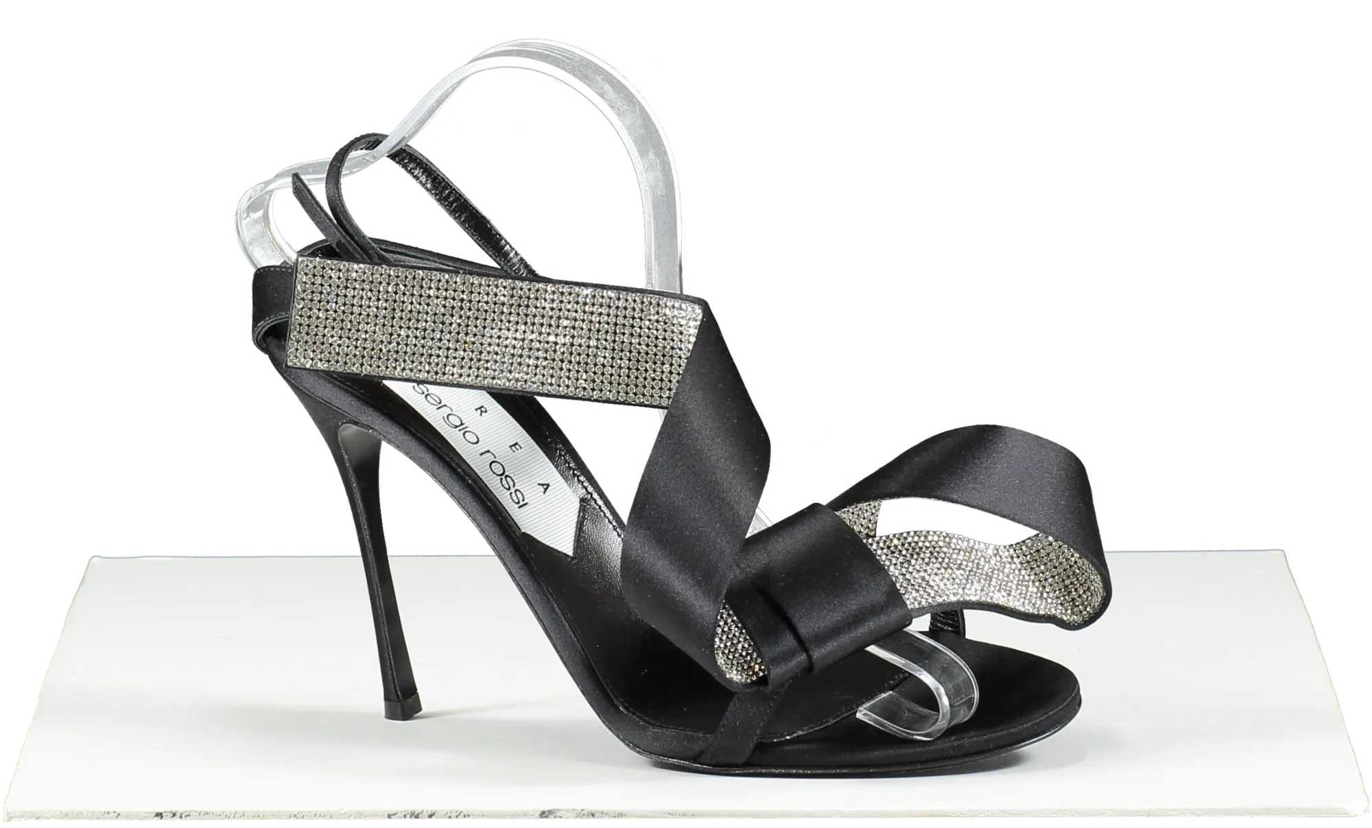 Sergio Rossi X Area Black Marquise Crystal-embellished Sandals UK 6 EU 39 