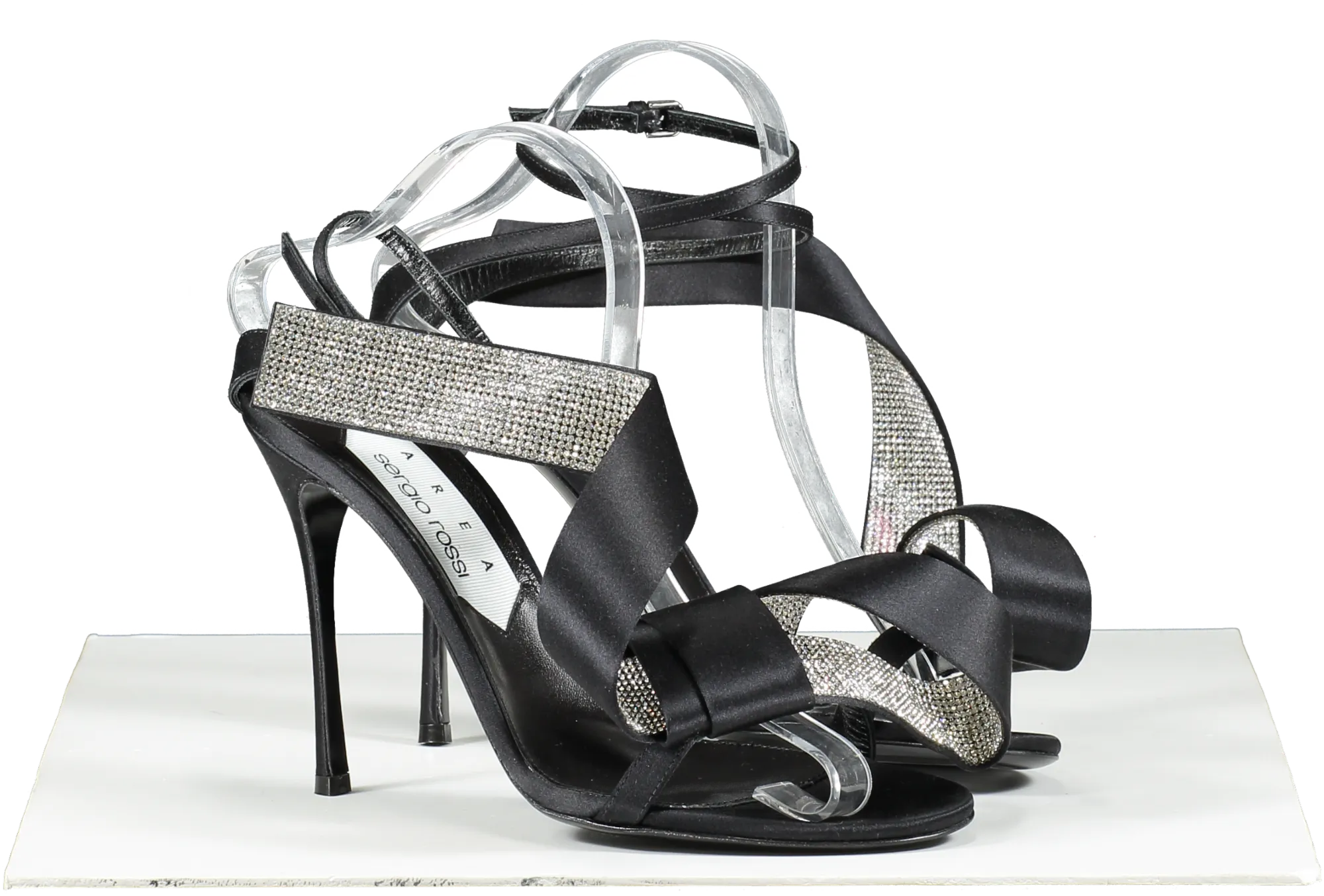 Sergio Rossi X Area Black Marquise Crystal-embellished Sandals UK 6 EU 39 