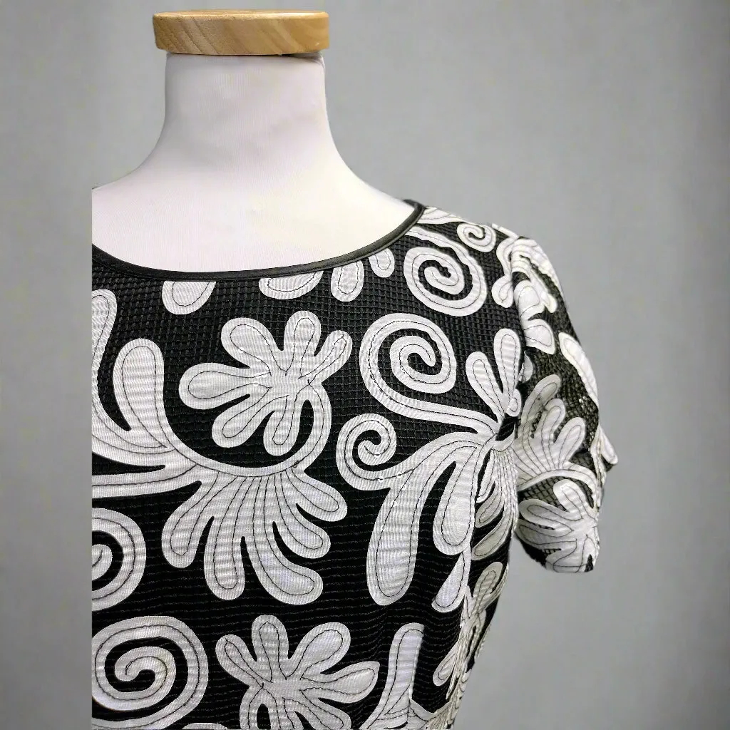 Shani black and white floral dress, size 8