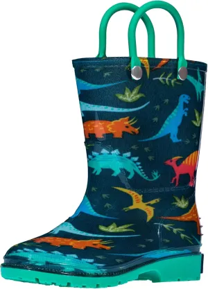 Wildkin Kids Rain Boots  100% Waterproof with Slip-Resistant Tread & Easy Pull Handles