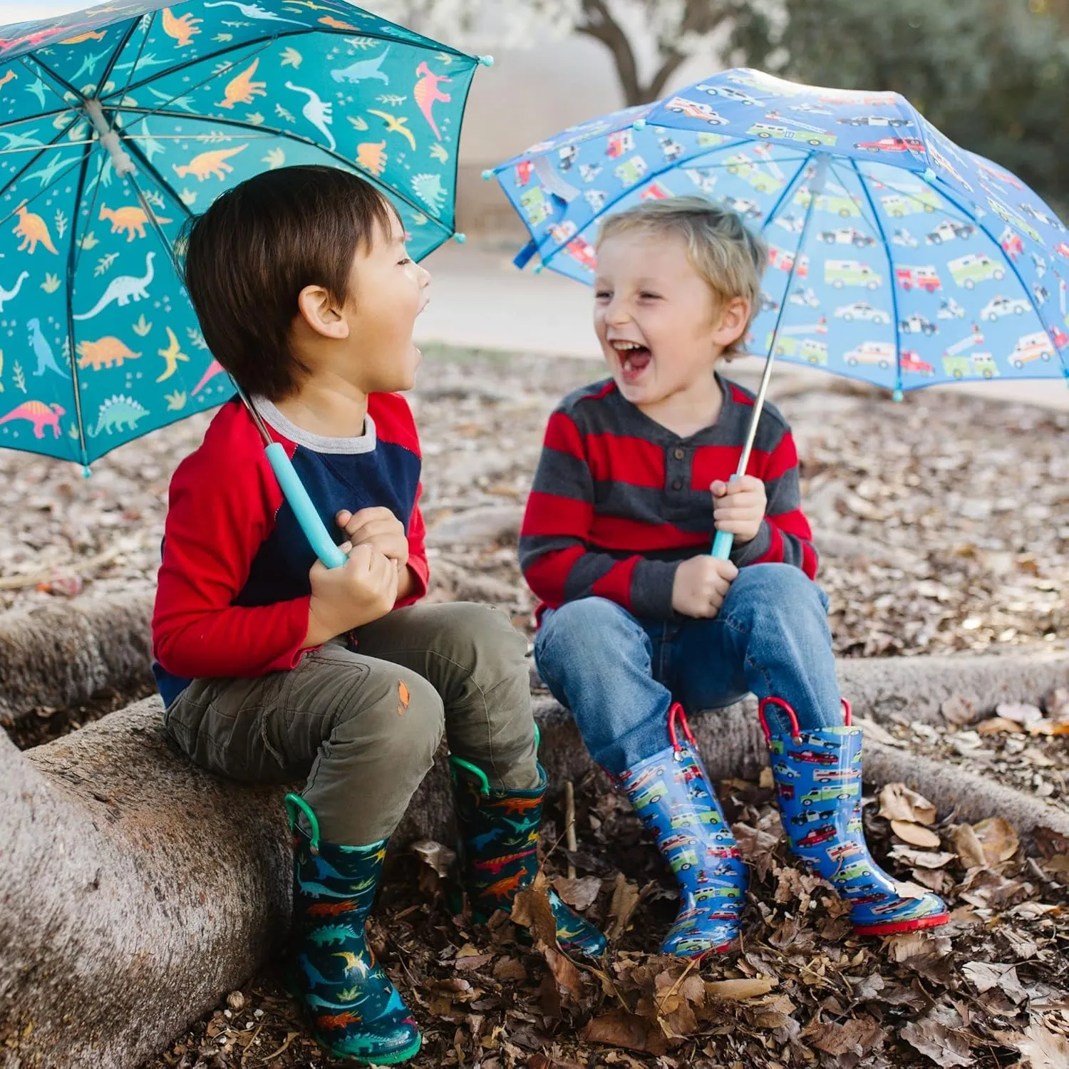 Wildkin Kids Rain Boots  100% Waterproof with Slip-Resistant Tread & Easy Pull Handles
