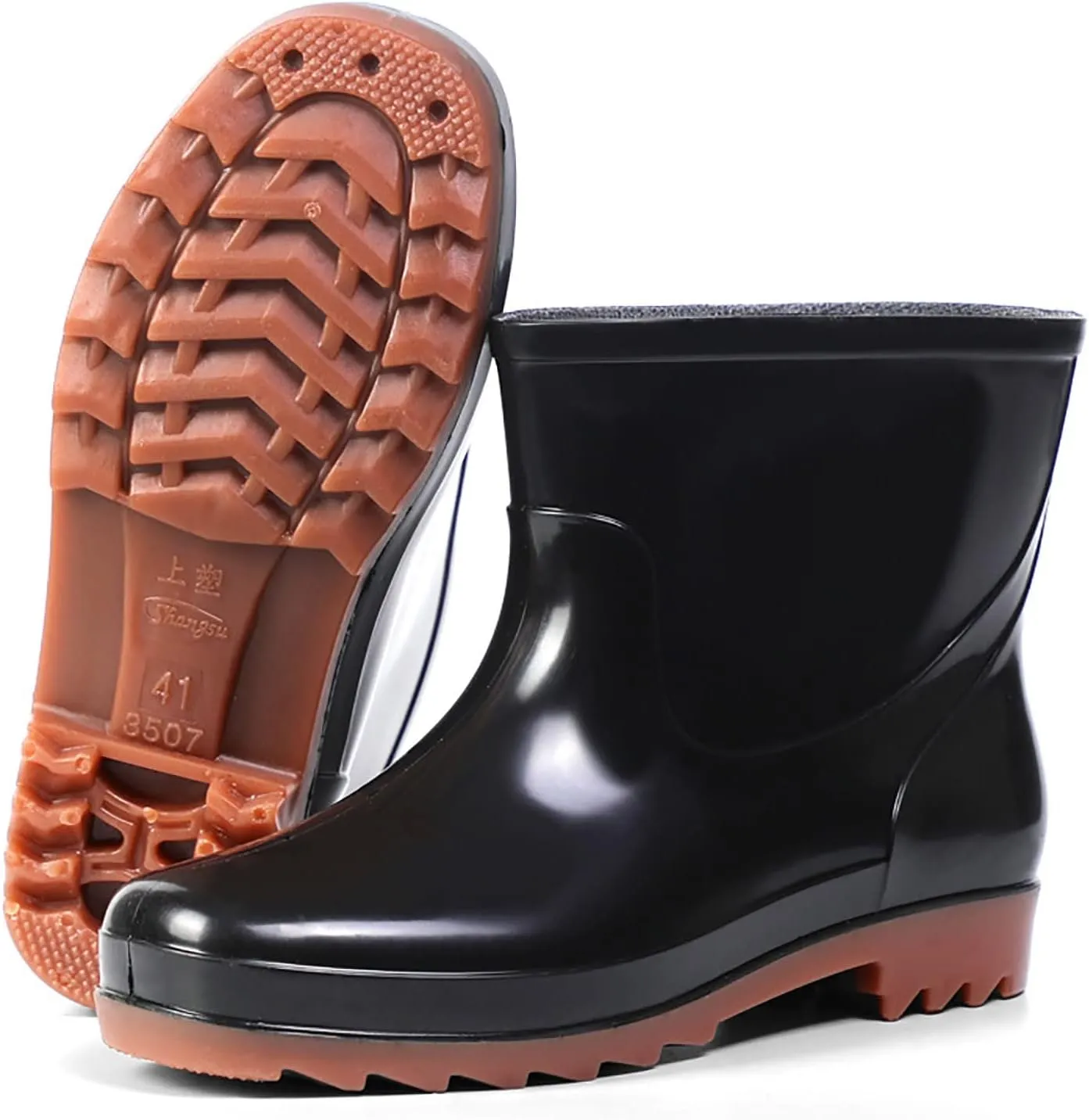 Women's Ankle Rubber Rain Boots Waterproof Short Chelsea Boots for Garden with Comfortable Insoles Rain Boots Women