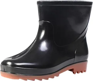 Women's Ankle Rubber Rain Boots Waterproof Short Chelsea Boots for Garden with Comfortable Insoles Rain Boots Women