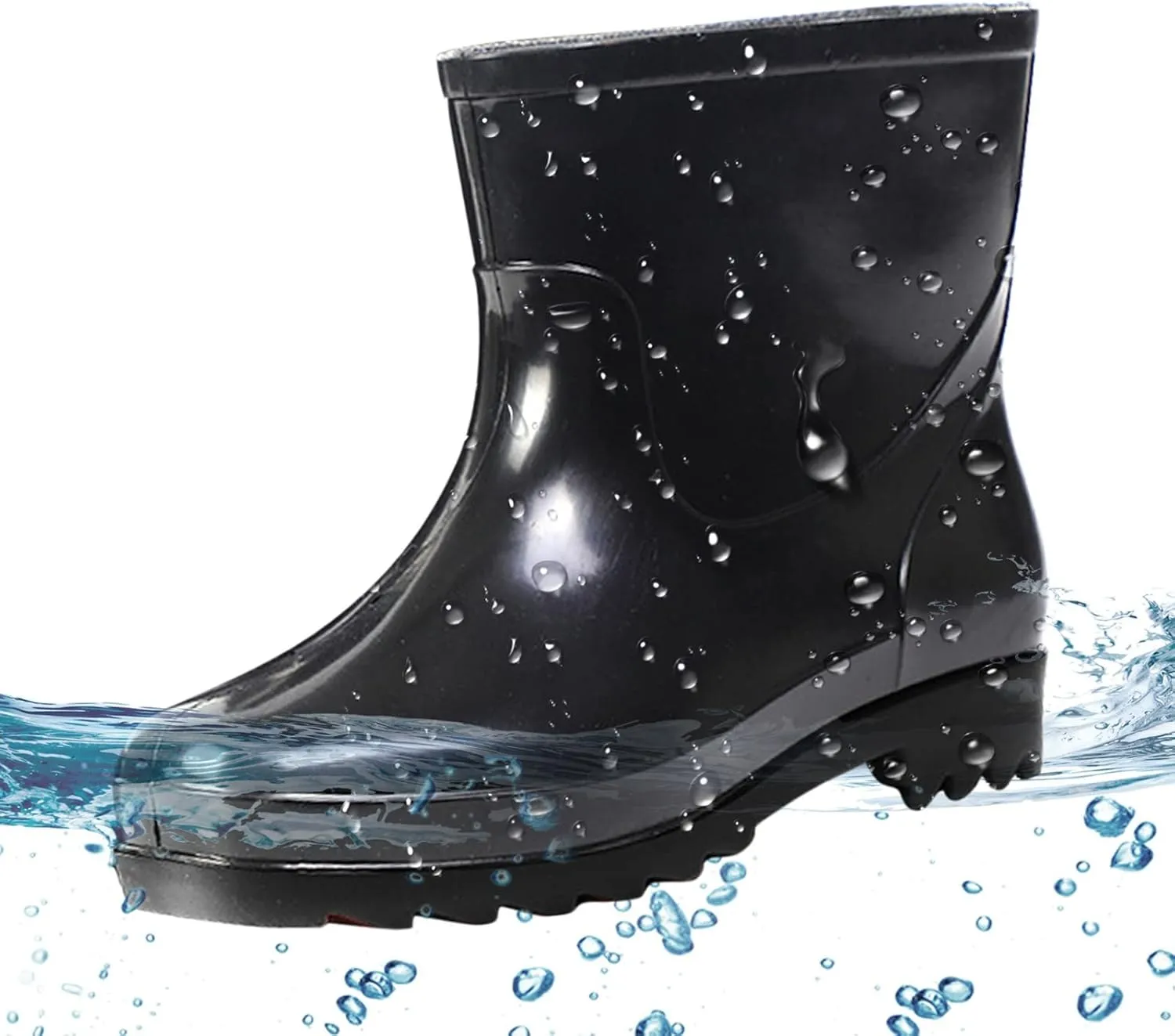 Women's Ankle Rubber Rain Boots Waterproof Short Chelsea Boots for Garden with Comfortable Insoles Rain Boots Women