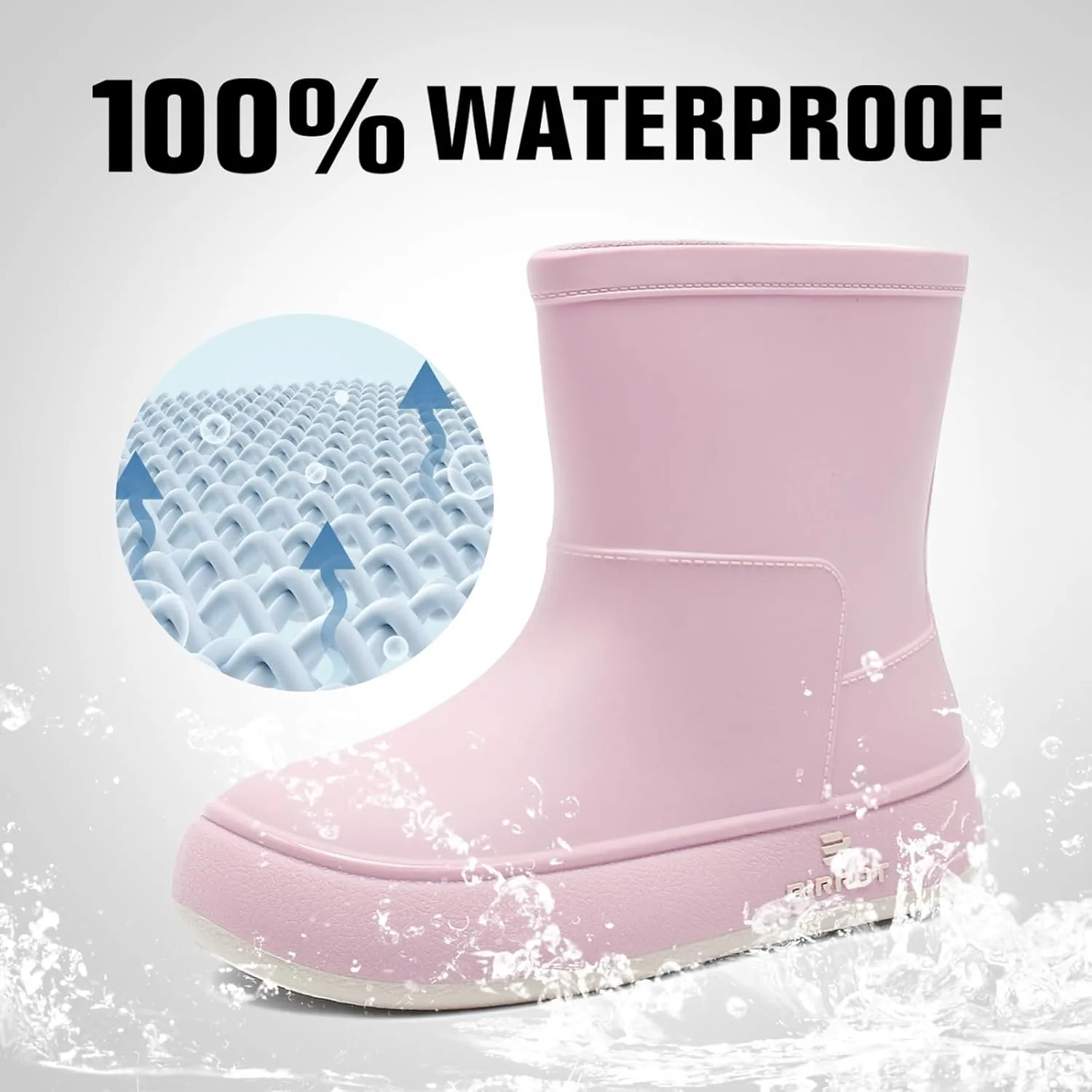 YUHITYGZGS Rain Boots for Women, Lightweight Waterproof Rubber Boots, Anti-Slip Chelsea Womens Rain Boots, Stylish Mid Heel Ankle Garden Booties with Comfy Insoles for Outdoor